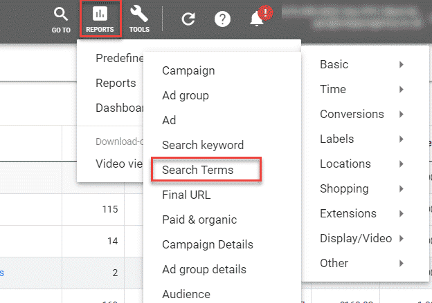 Google Ads Search Terms Report